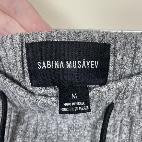 Sabina Musayev Skirt Womens Medium Gray Ribbed Knit Drawstring Pockets Cozy - Picture 5 of 9